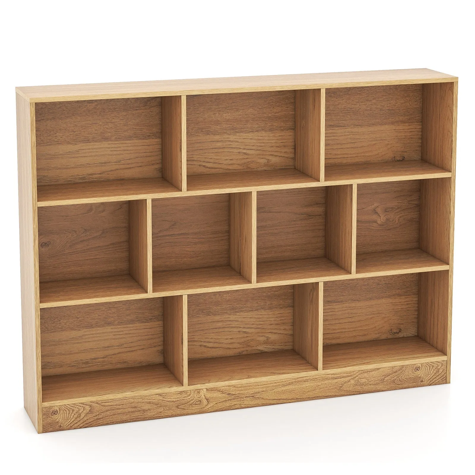 10-Cube Bookshelf with 2 Anti-Tipping Kits for Living Room Kid’s Room-Natural
