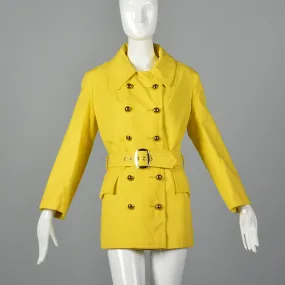 1960s Anne Klein Mod Yellow Trench Coat