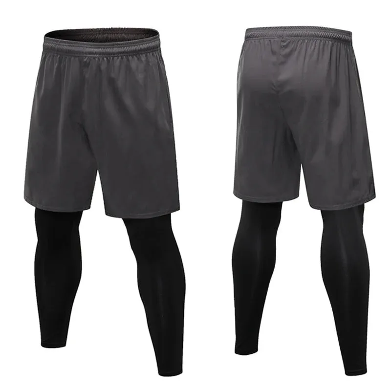 Aidase Men's Running Pants Compression Sport Tights 2 In 1 Quick Dry Fitness Gym Leggings Male Sportswear Workout Training Bottoms