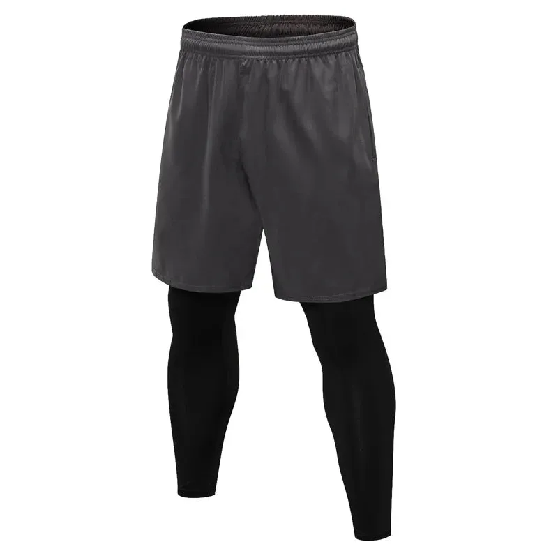 Aidase Men's Running Pants Compression Sport Tights 2 In 1 Quick Dry Fitness Gym Leggings Male Sportswear Workout Training Bottoms