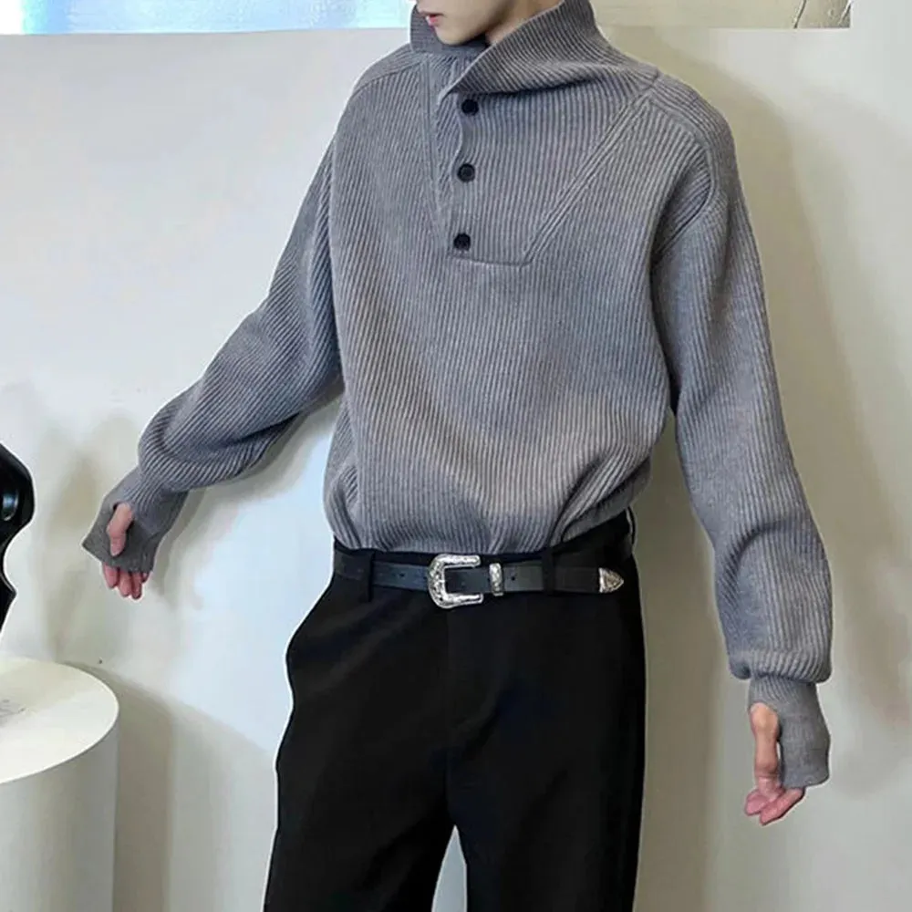 Aidase Mens Sweater Turnable Turtle Collar British Knitted Sweater Spring Fashion Elegant Versatile Couple Jacket Unisex 2024