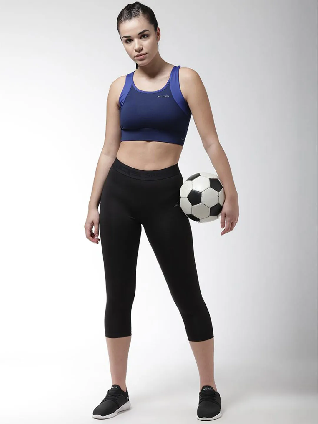 Alcis Women Black Solid 3/4th Compression Training Tights