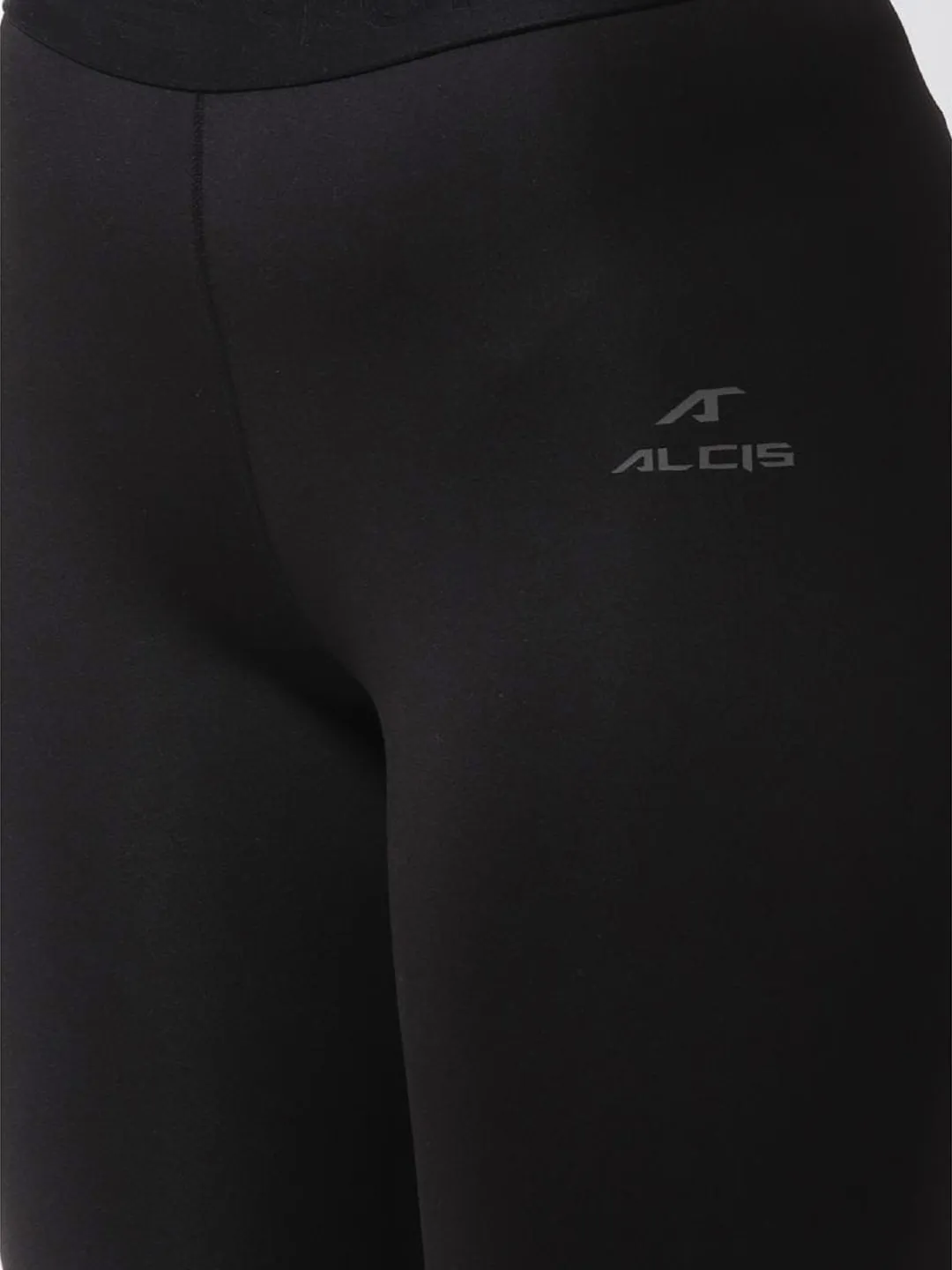 Alcis Women Black Solid 3/4th Compression Training Tights