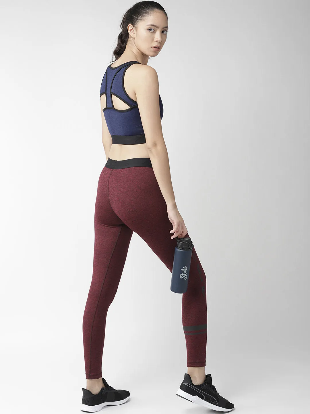 Alcis Women Maroon Solid Ankle-Length Tights