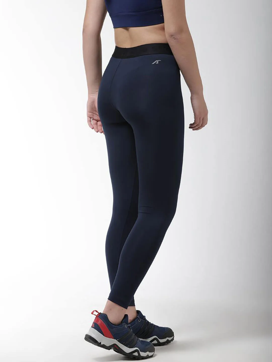 Alcis Women Navy Blue Solid Compression Training Tights