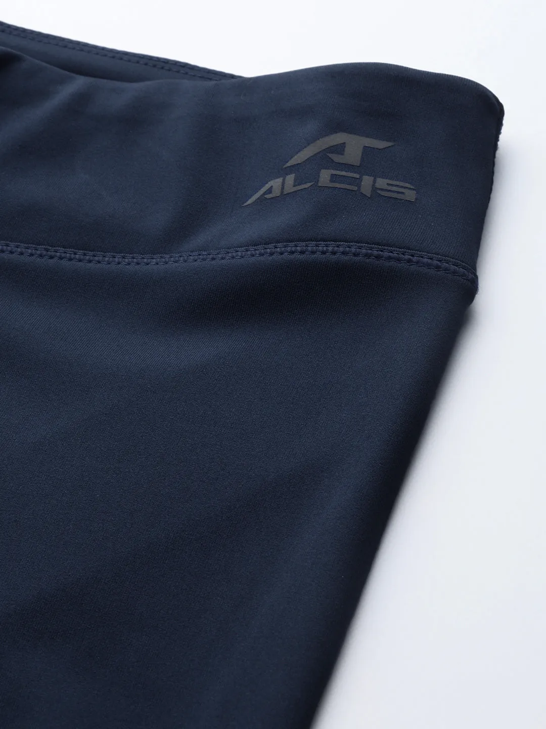 Alcis Women Navy Blue Solid Three Fourth Training Tights