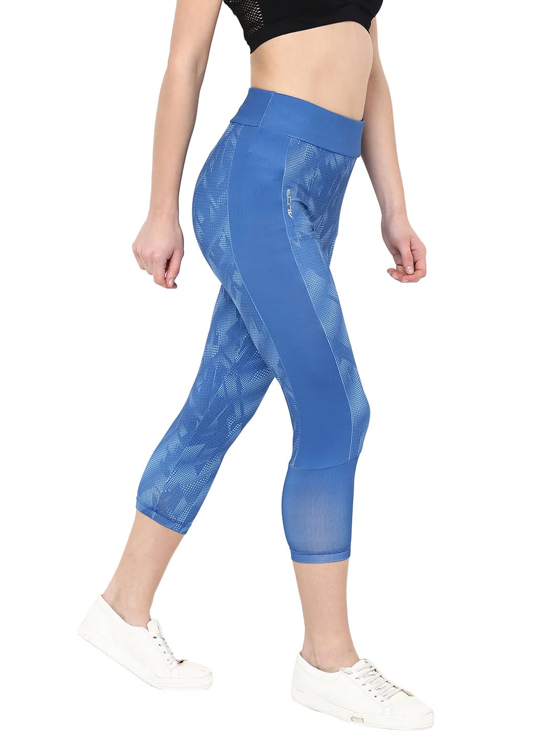 Alcis Women Printed Navy Blue Tights