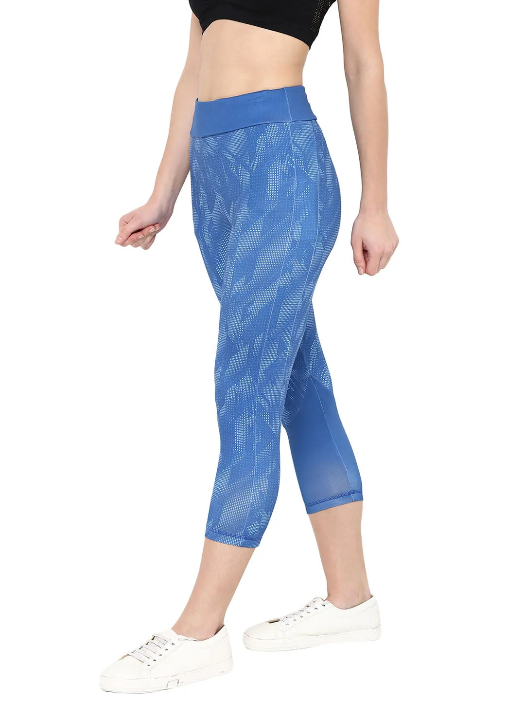 Alcis Women Printed Navy Blue Tights