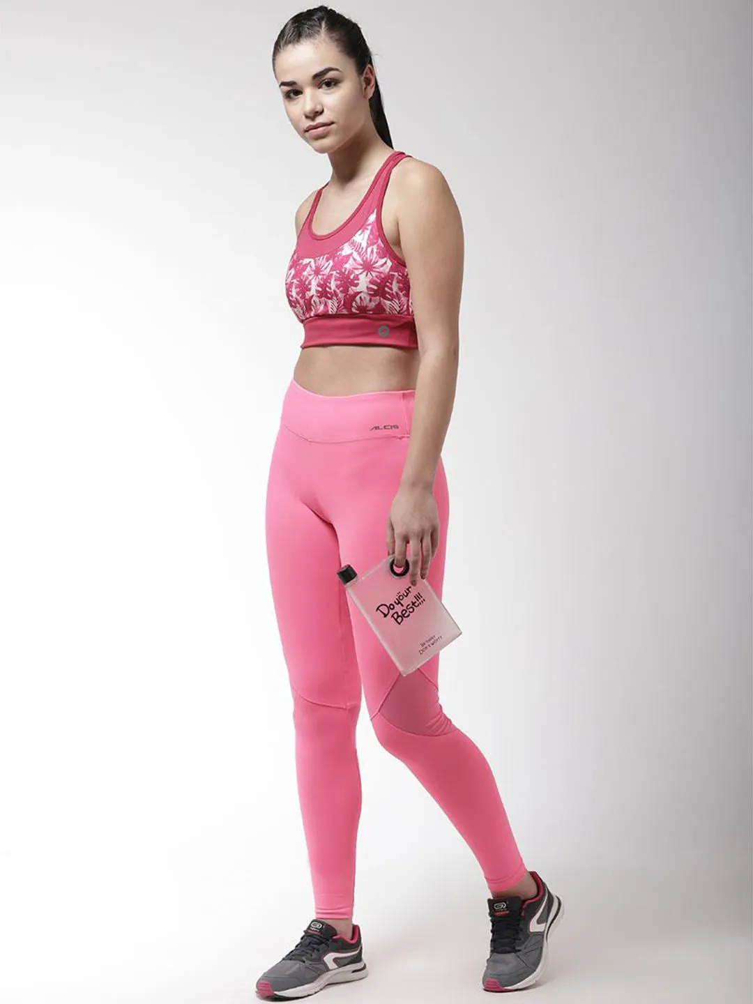 Alcis Women Solid Pink Tights
