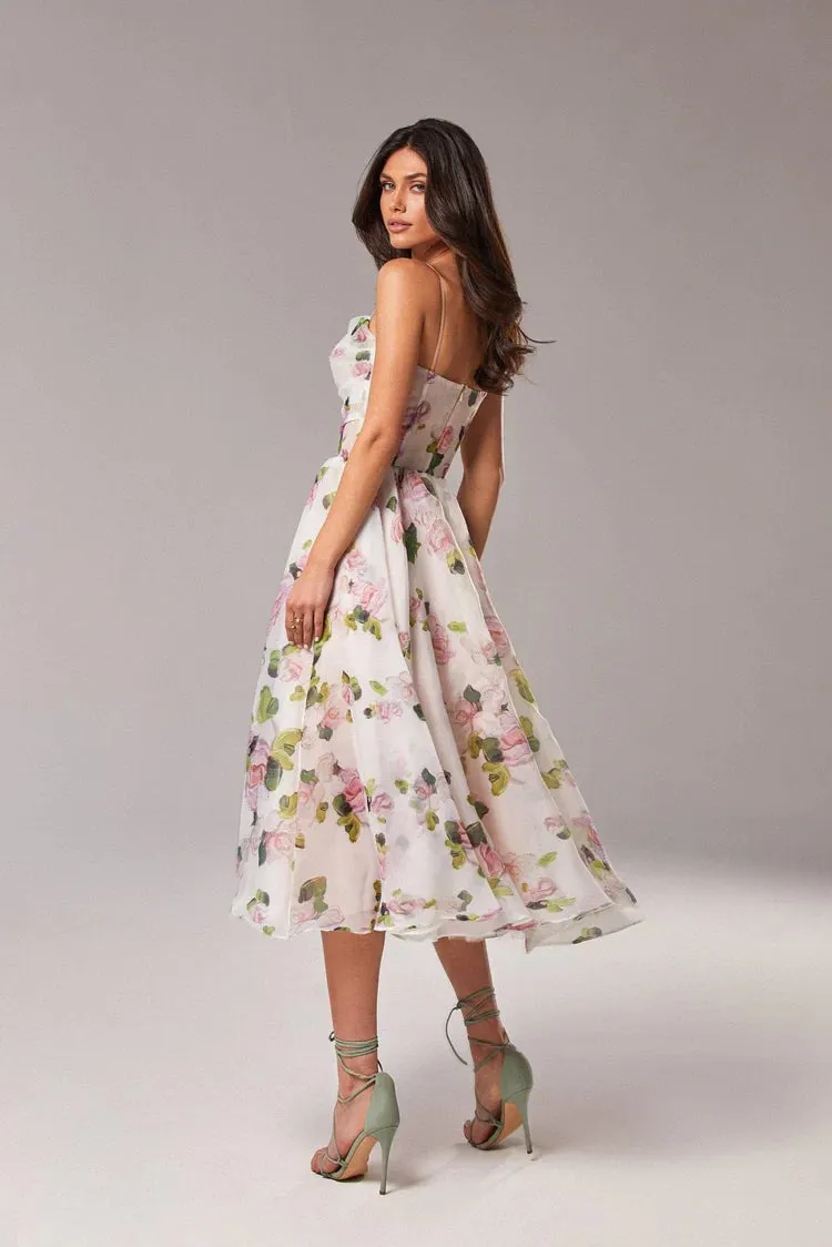 Apple Blossom Tender spaghetti strap midi dress