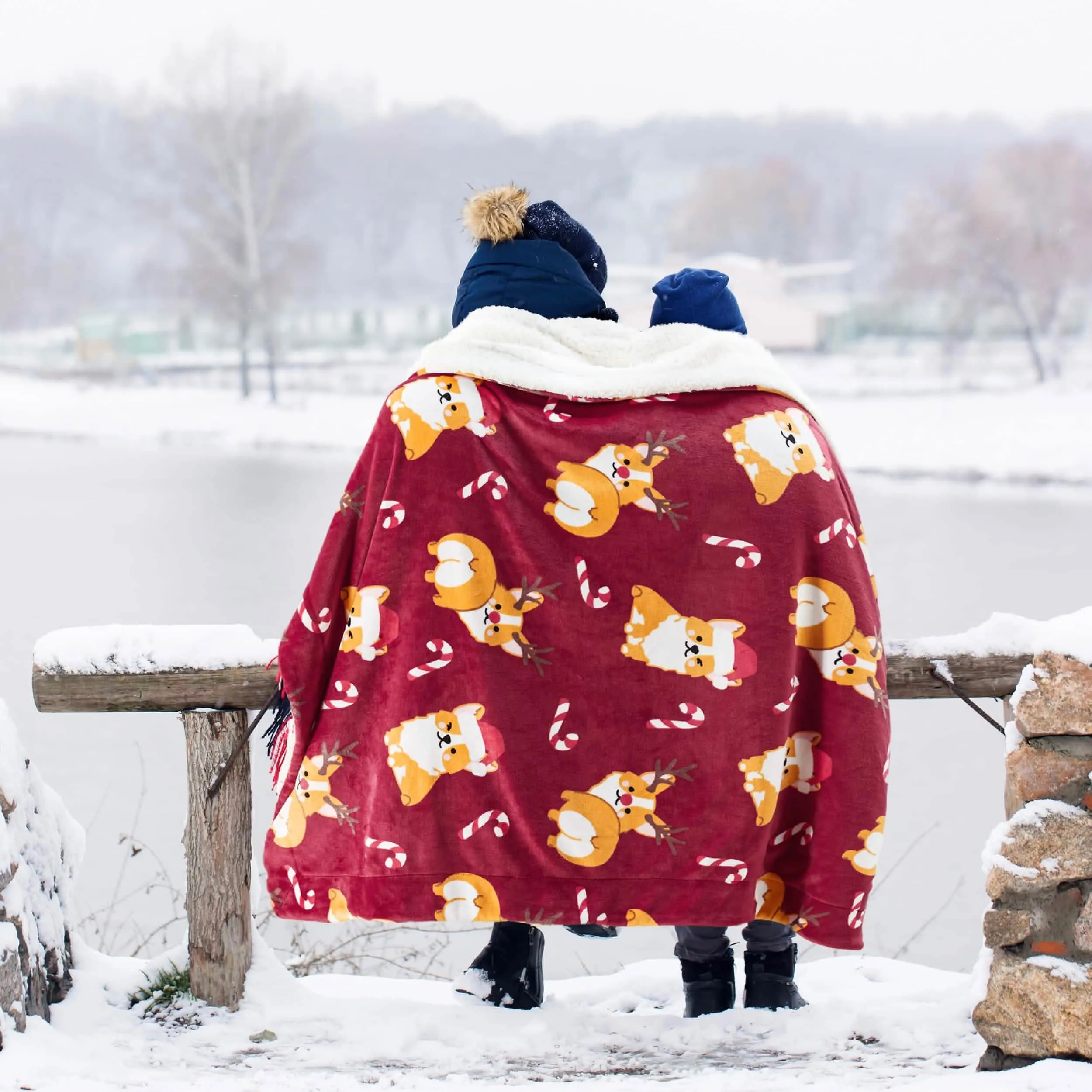 Bedsure Christmas Corgi Sherpa Throw Blanket