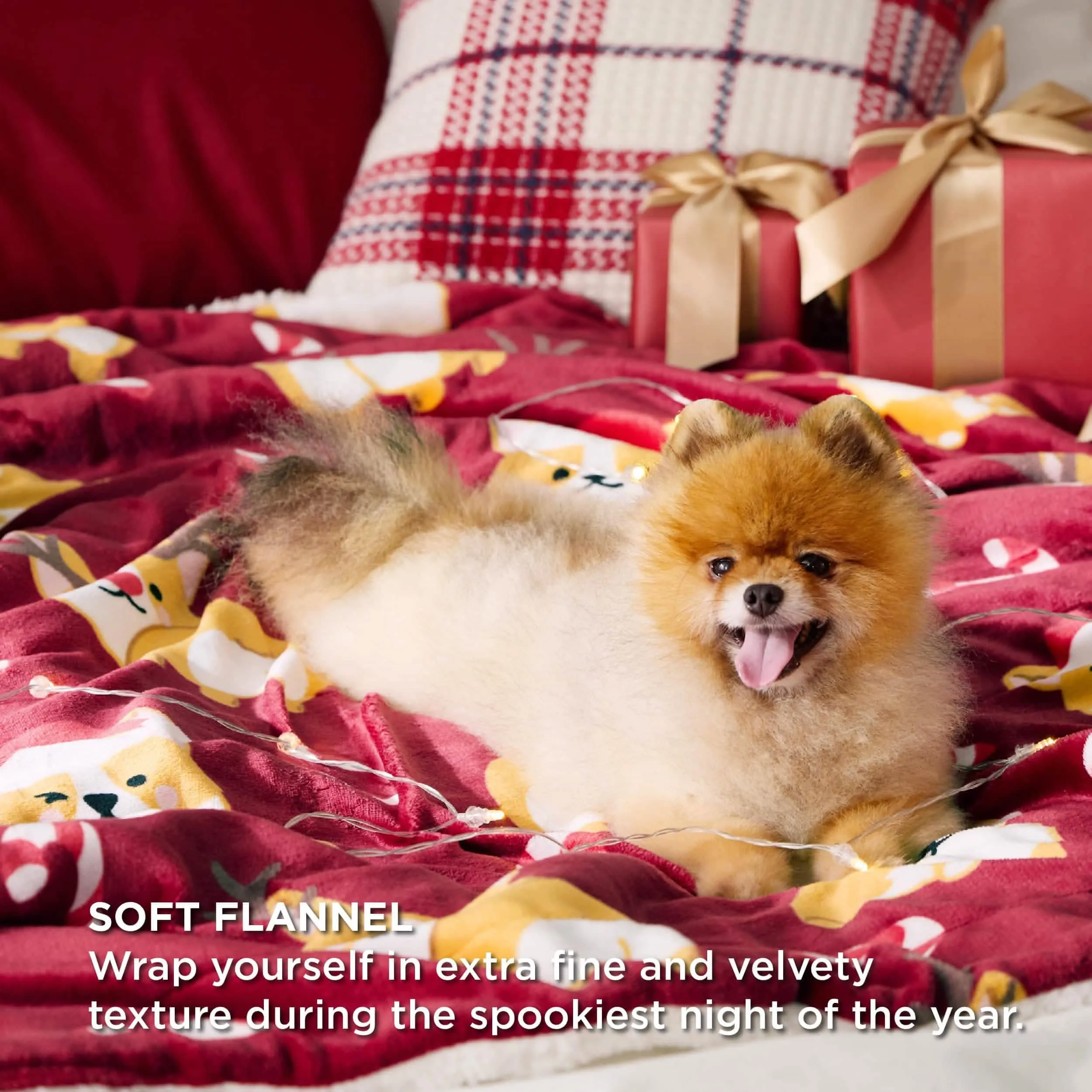Bedsure Christmas Corgi Sherpa Throw Blanket