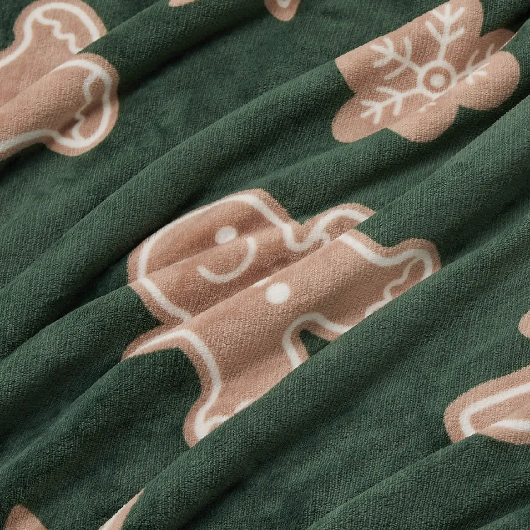 Bedsure Christmas Gingerbread Green Sherpa Throw Blanket