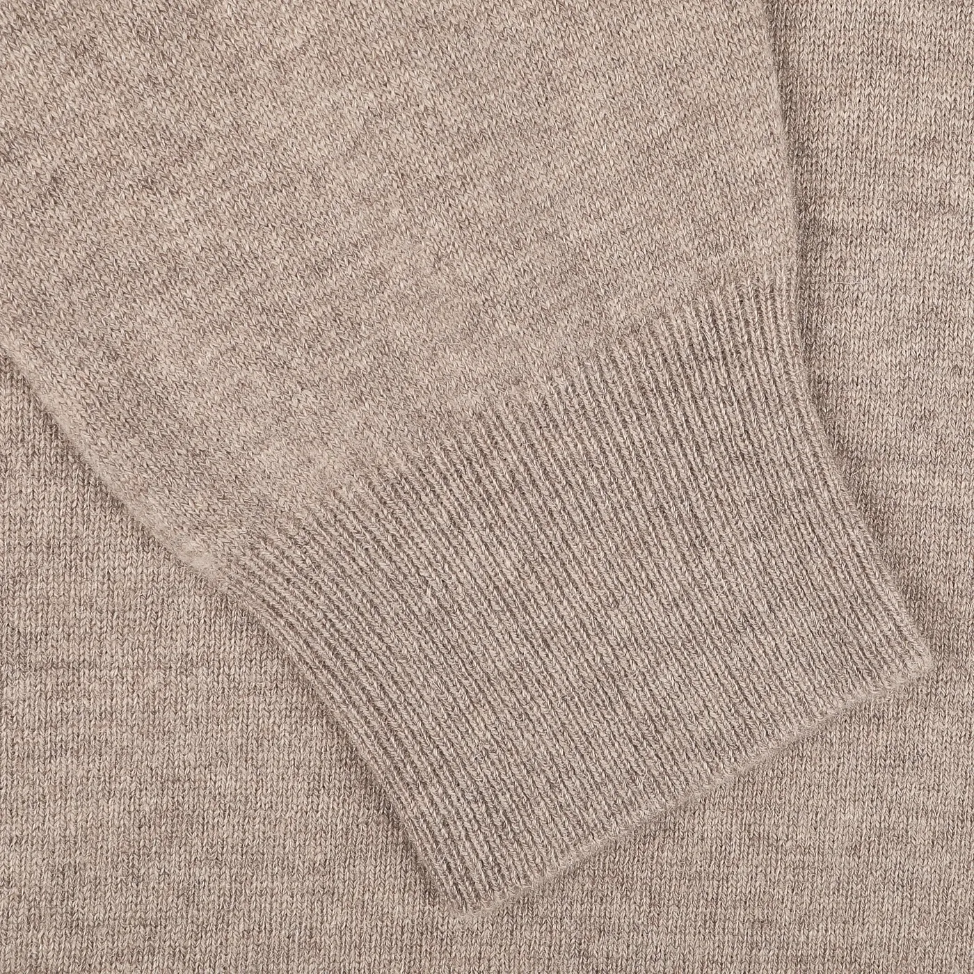 Beige Wool Cashmere 1/4 Zip Sweater