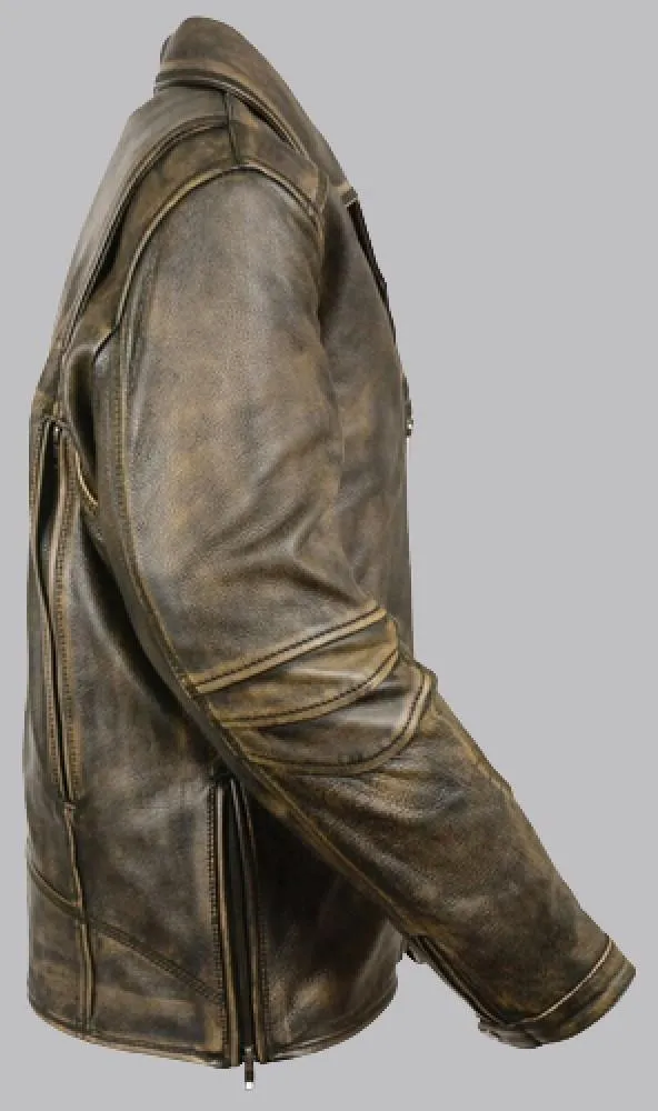Beltless Brown Leather Motorcycle Jacket