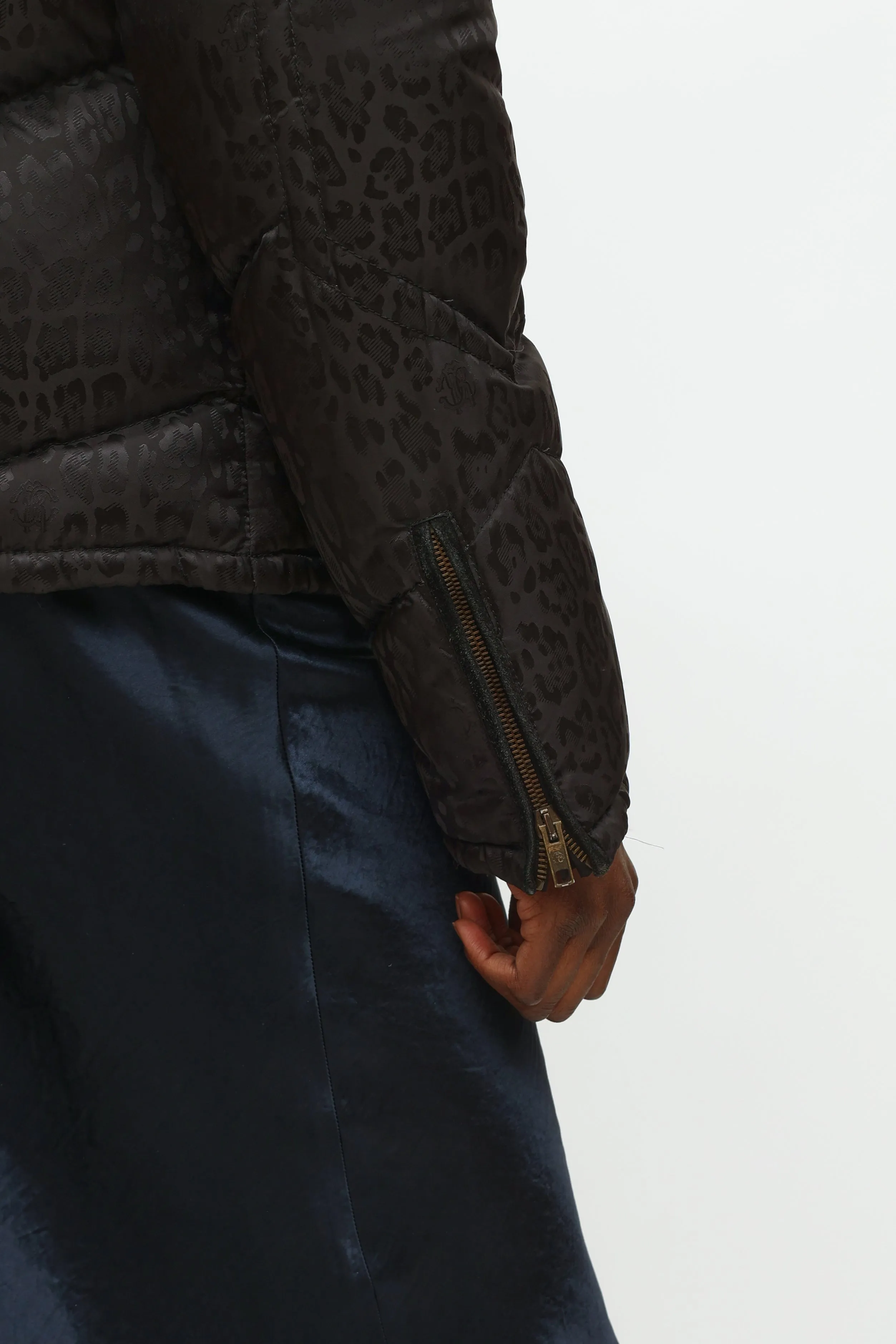 Black Patterned Puffer Jacket