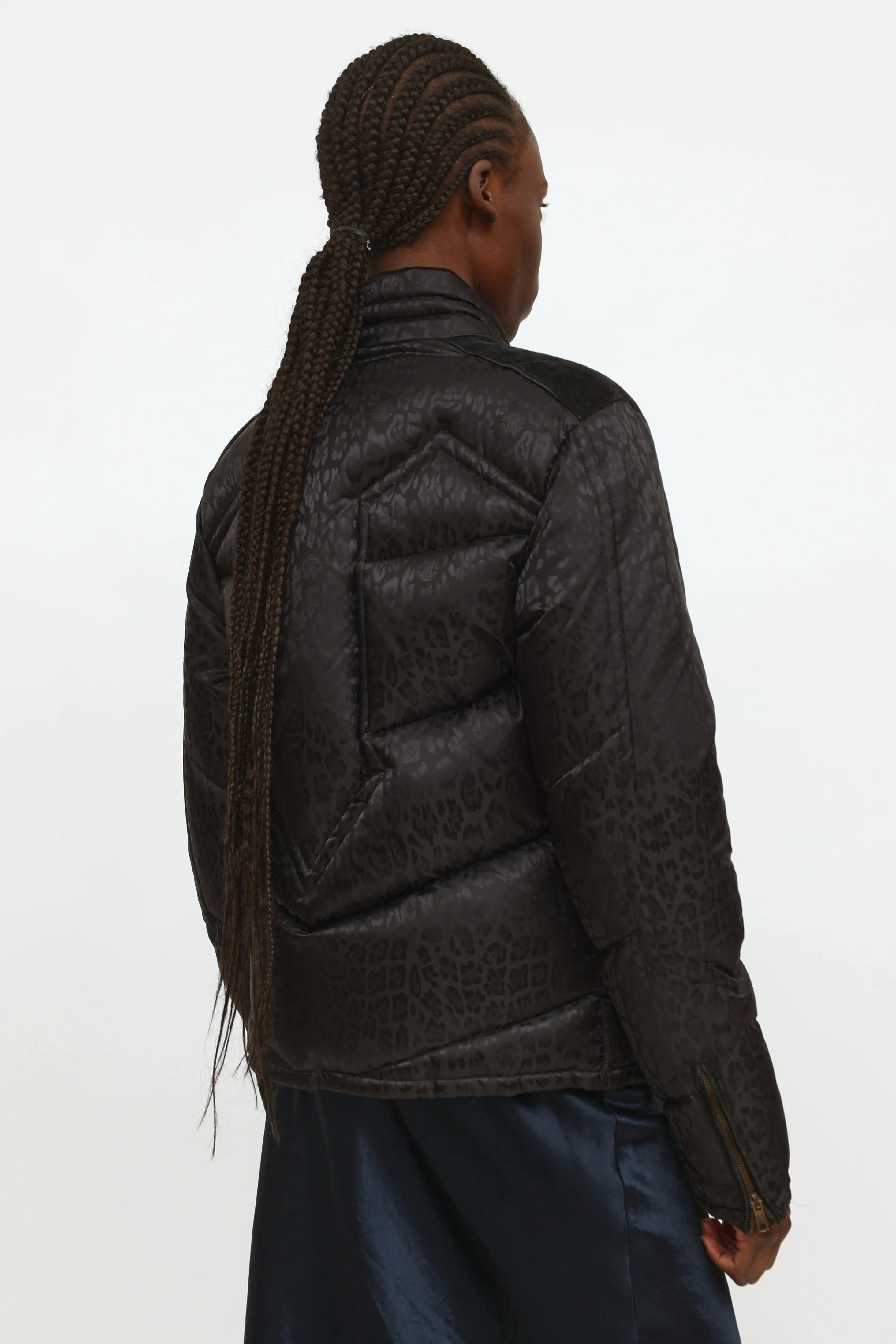 Black Patterned Puffer Jacket
