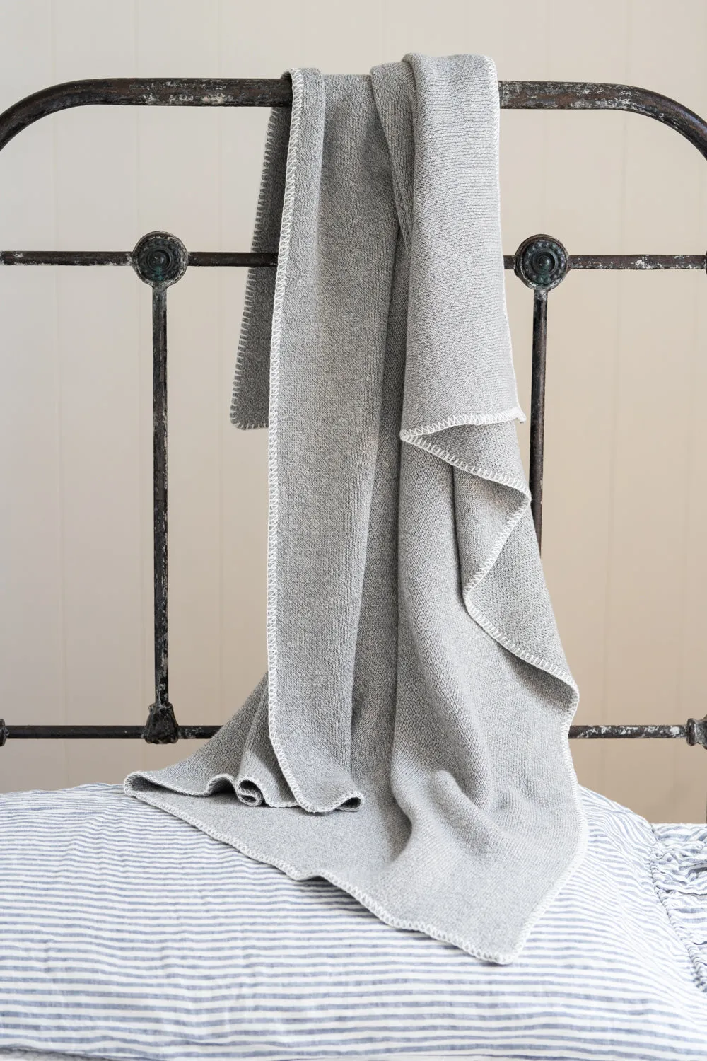 Blanket Stitch Baby Blanket-Natural