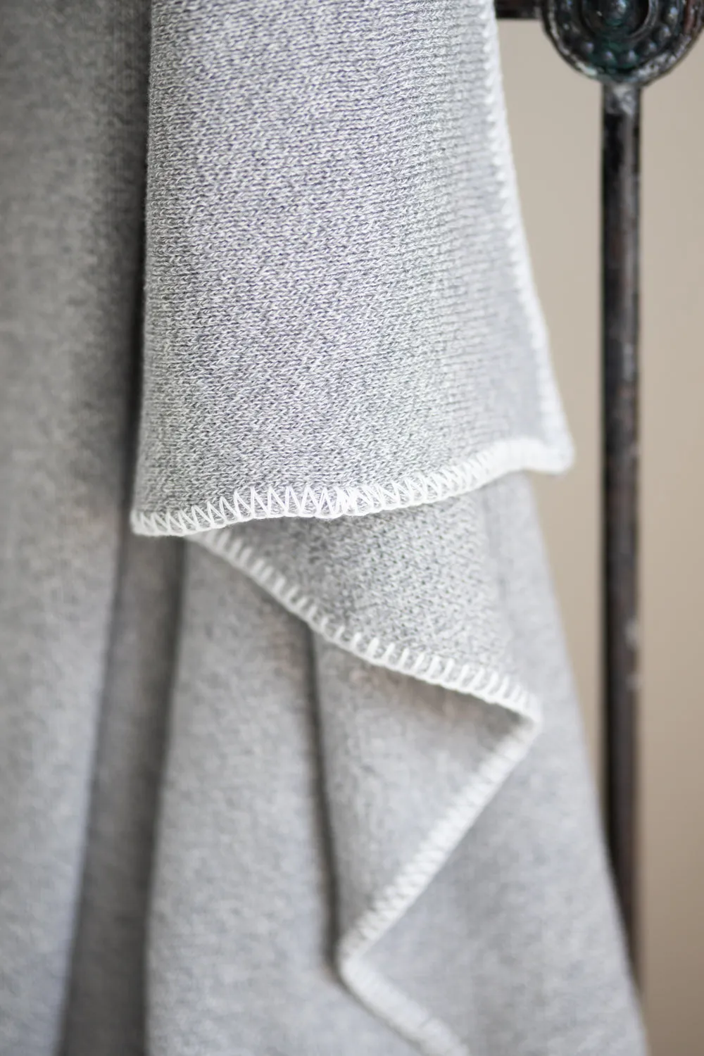 Blanket Stitch Baby Blanket-Natural