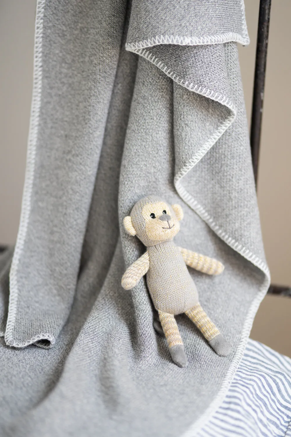 Blanket Stitch Baby Blanket-Natural