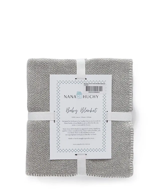 Blanket Stitch Baby Blanket-Natural