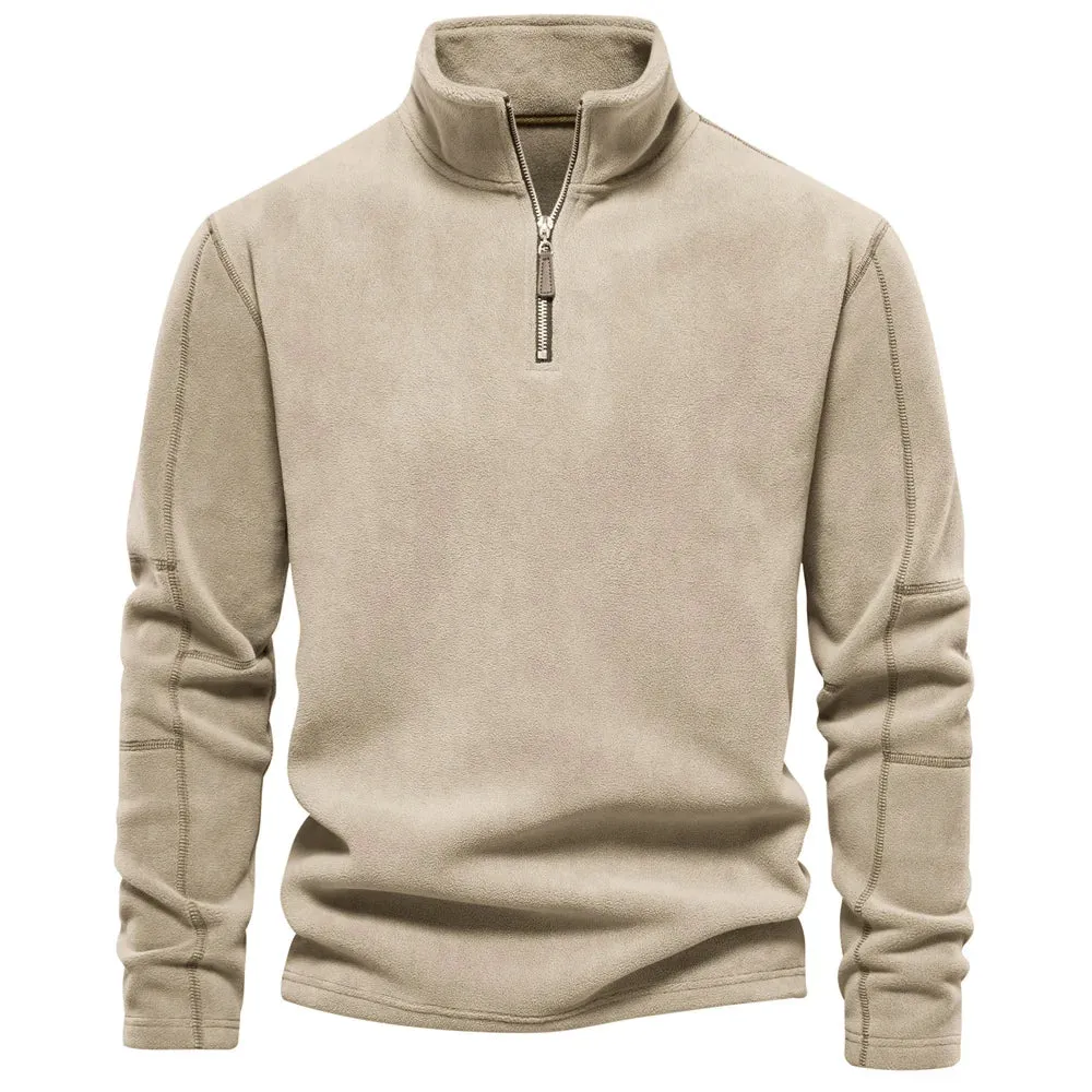 Brunello Fleece Troyer | Premium Casual Fleece-Pullover mit Reißverschluss und Kragen