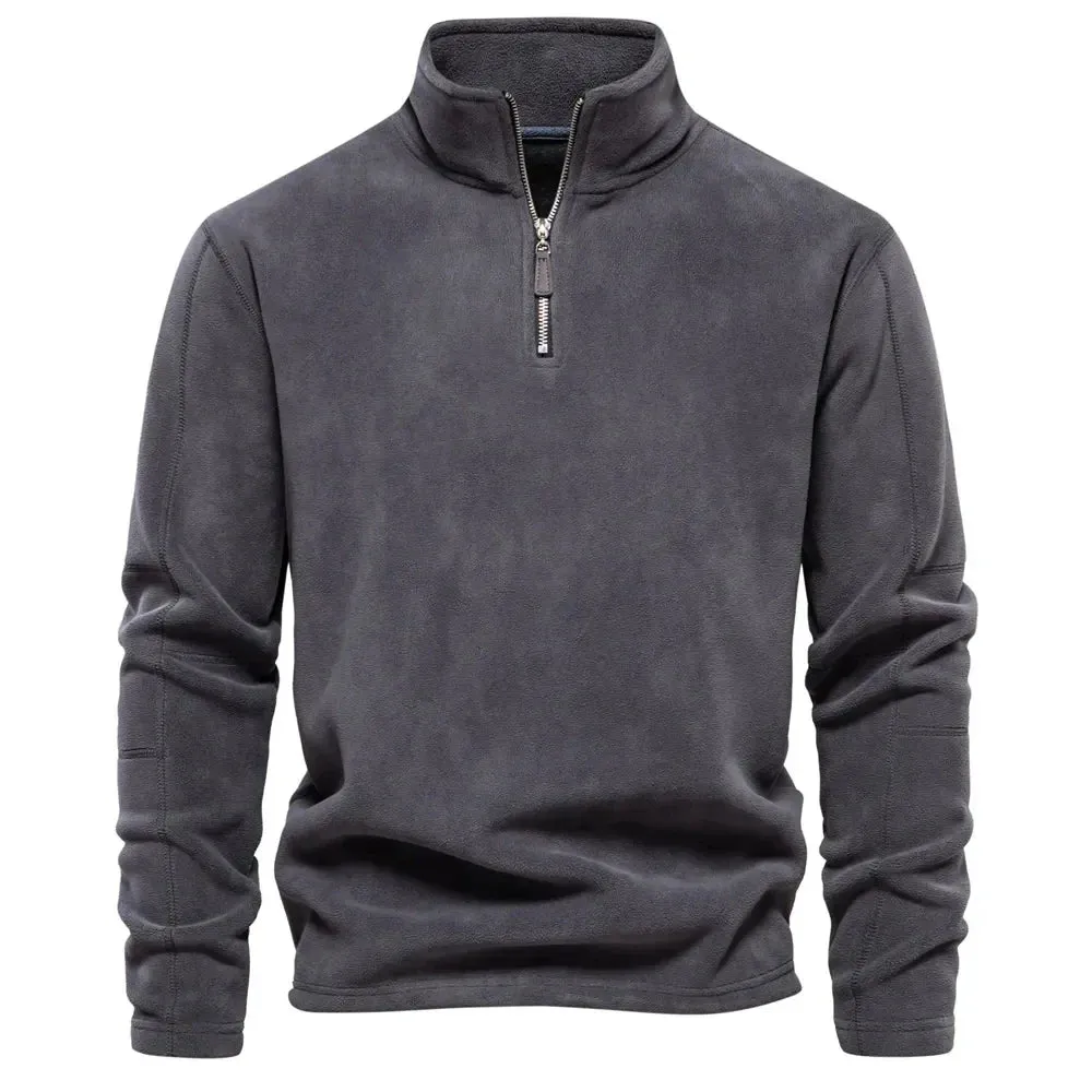 Brunello Fleece Troyer | Premium Casual Fleece-Pullover mit Reißverschluss und Kragen