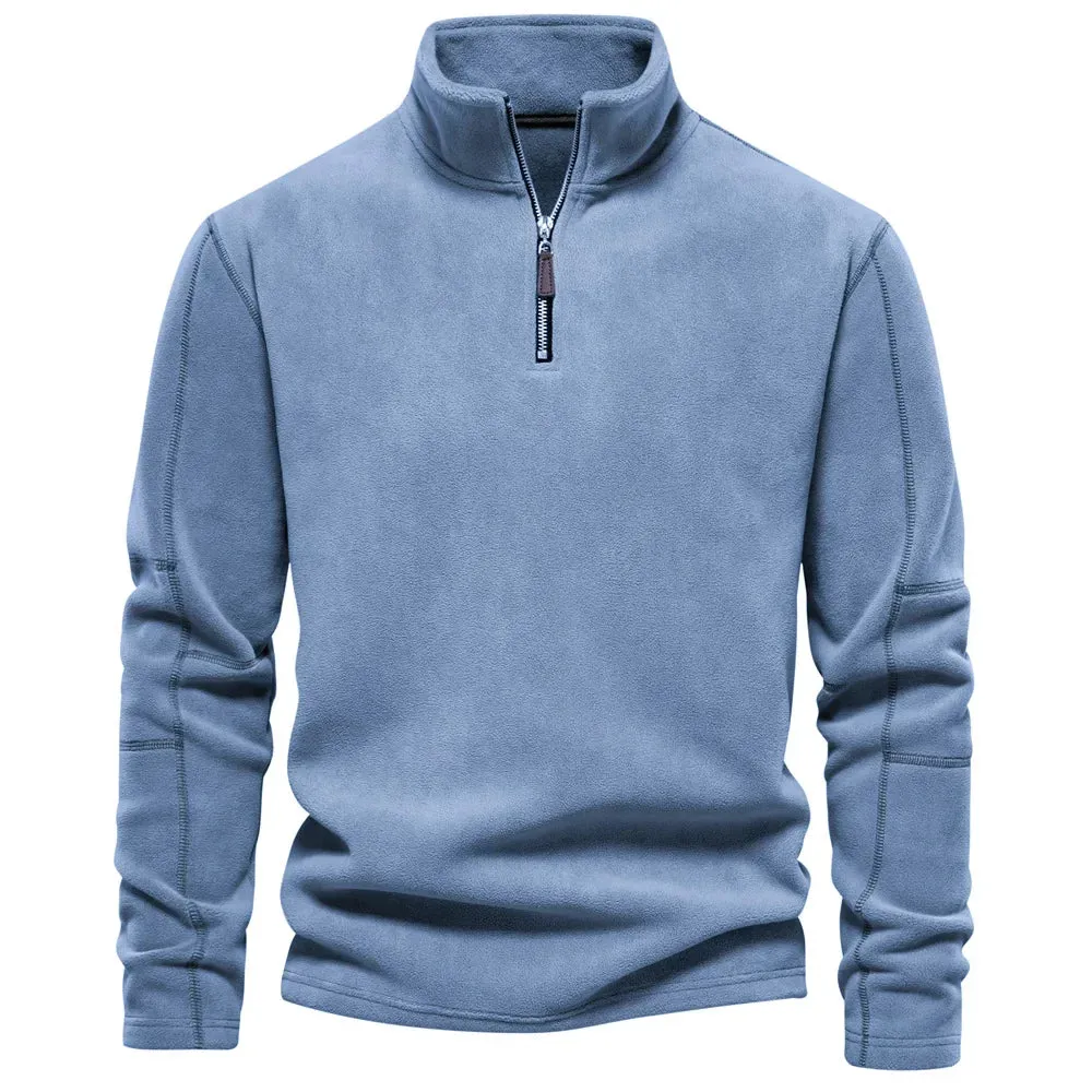 Brunello Fleece Troyer | Premium Casual Fleece-Pullover mit Reißverschluss und Kragen