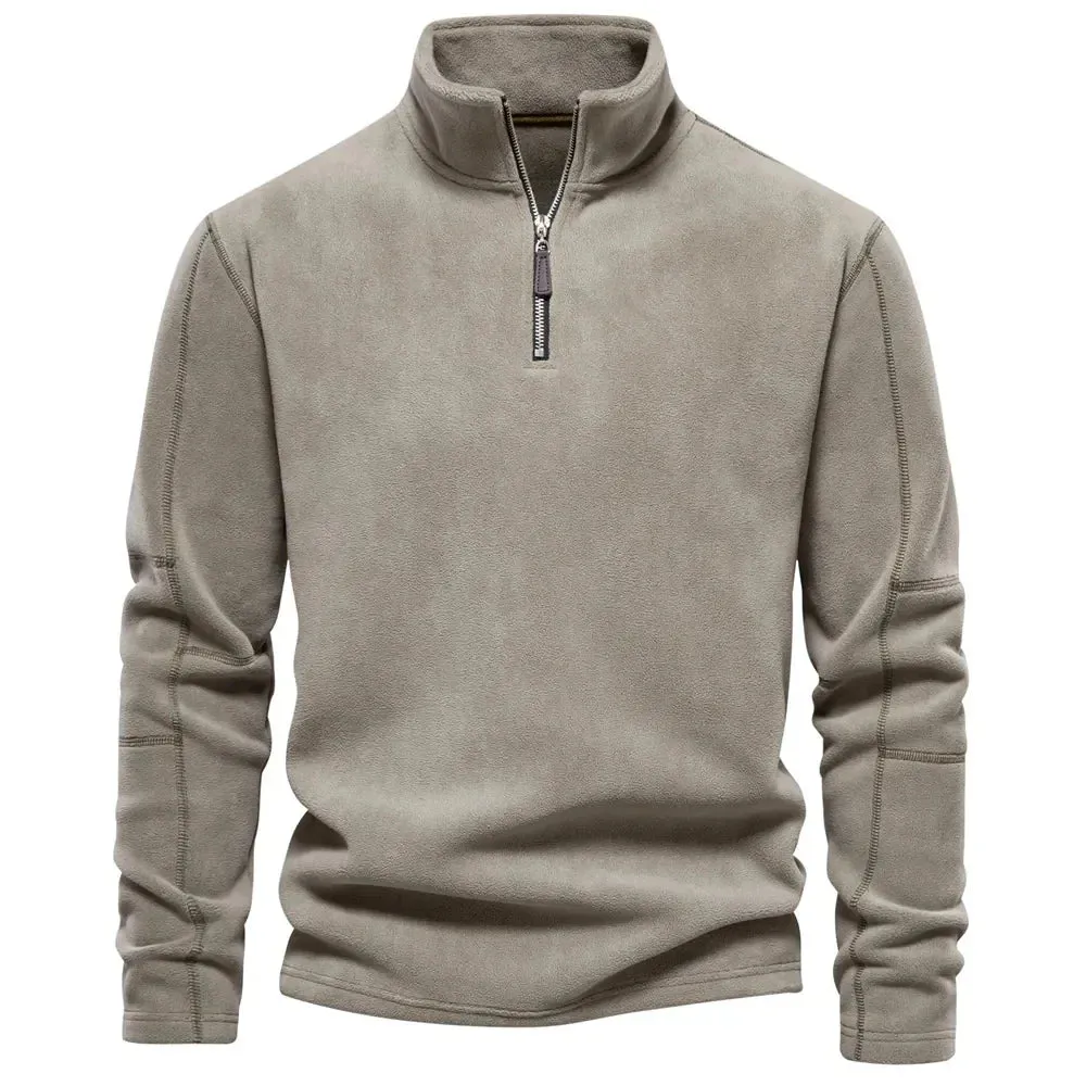 Brunello Fleece Troyer | Premium Casual Fleece-Pullover mit Reißverschluss und Kragen