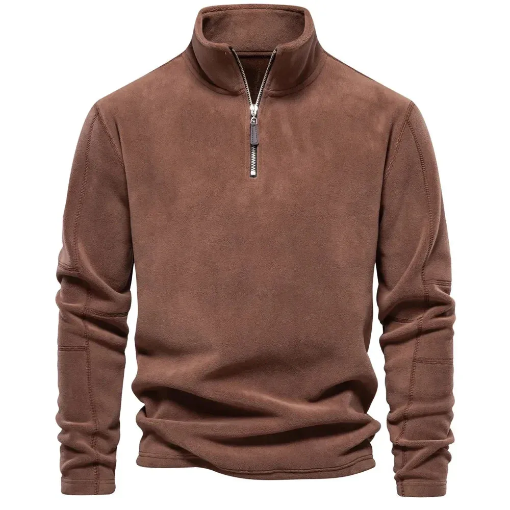 Brunello Fleece Troyer | Premium Casual Fleece-Pullover mit Reißverschluss und Kragen
