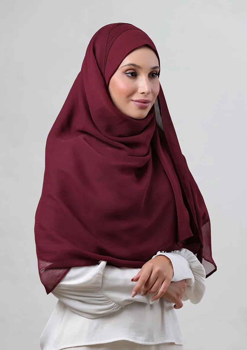 Burgundy-Plain Crinkled Chiffon