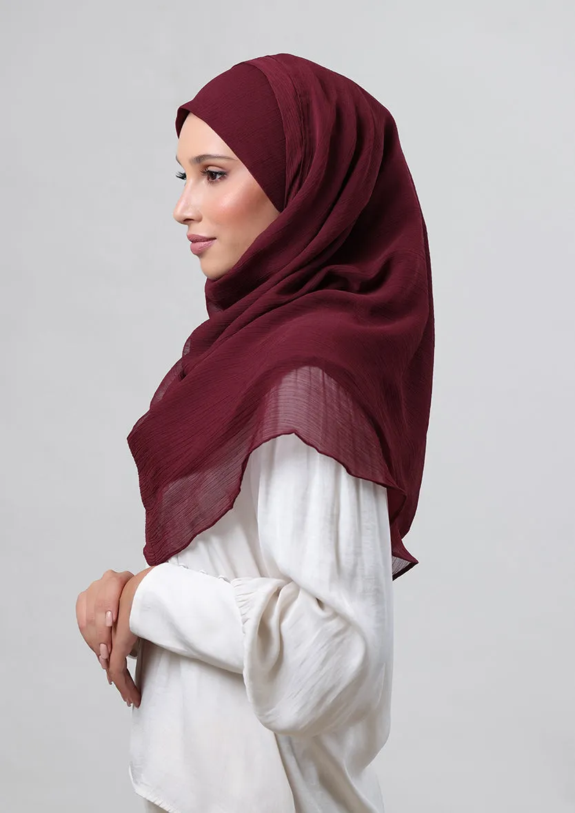 Burgundy-Plain Crinkled Chiffon