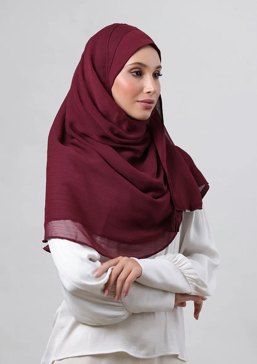Burgundy-Plain Crinkled Chiffon
