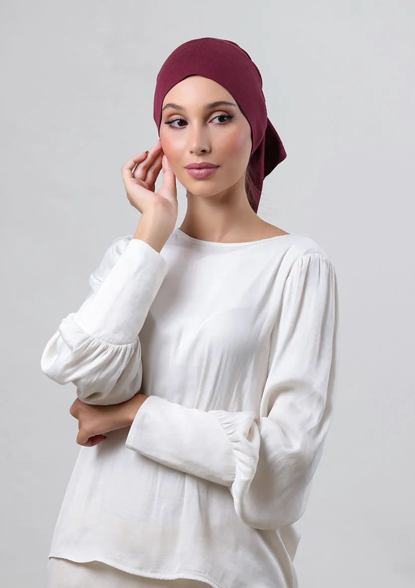 Burgundy-Plain Crinkled Chiffon