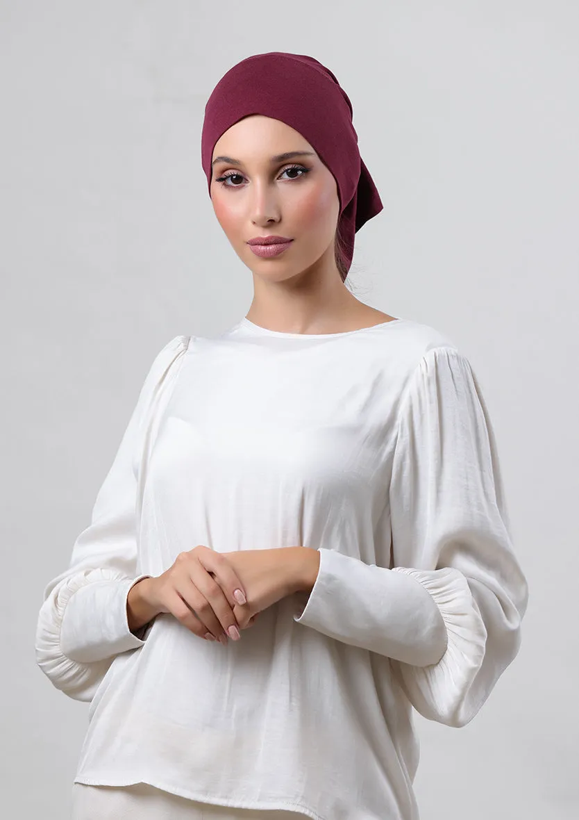 Burgundy-Plain Crinkled Chiffon