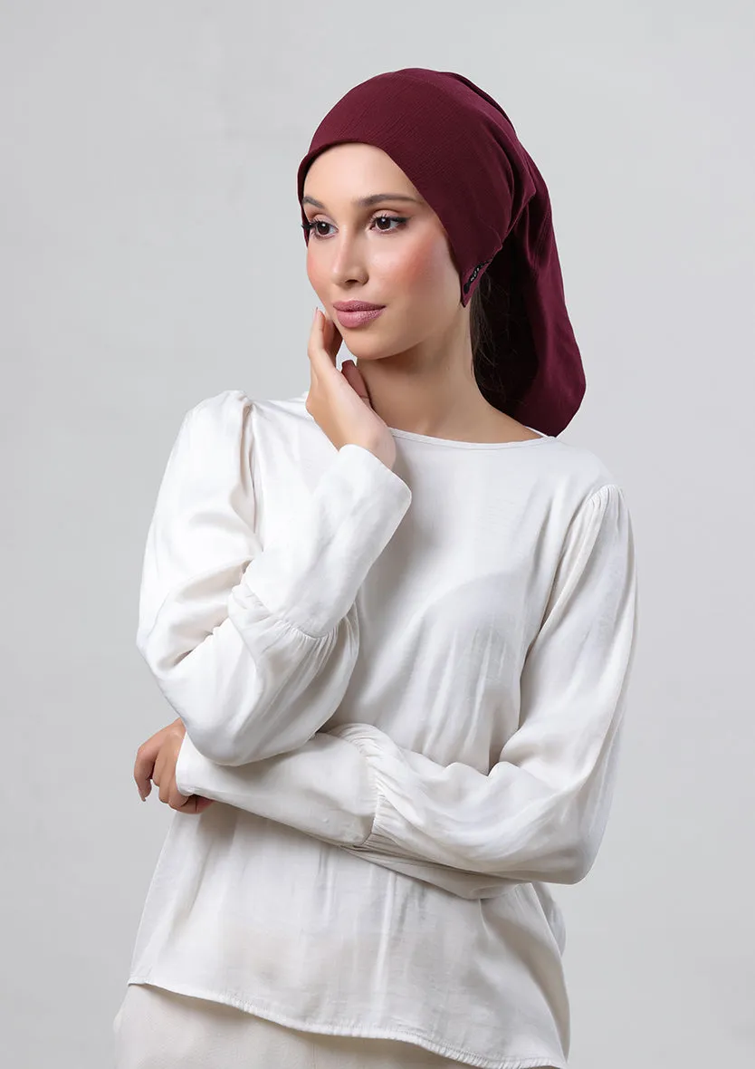 Burgundy-Plain Crinkled Chiffon