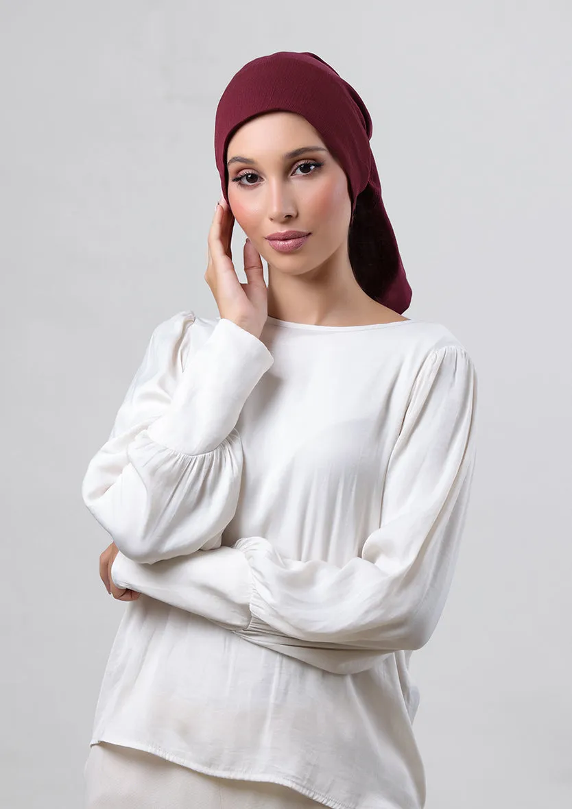 Burgundy-Plain Crinkled Chiffon