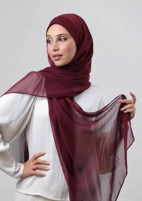 Burgundy-Plain Crinkled Chiffon