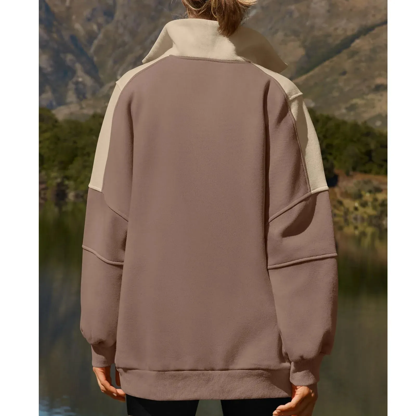 Casual Color Block Half-Zip Pullover