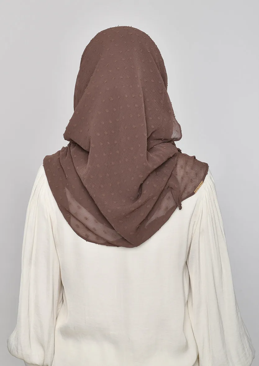 Chocolate-Plain Mosaic Butti Chiffon