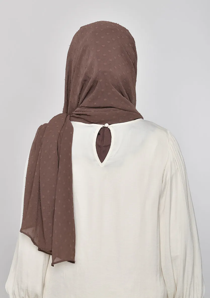 Chocolate-Plain Mosaic Butti Chiffon