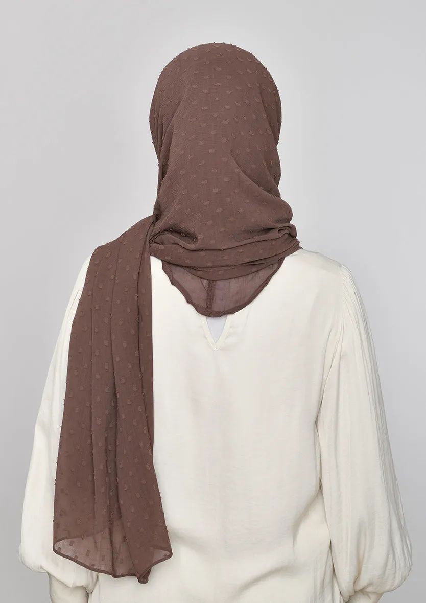 Chocolate-Plain Mosaic Butti Chiffon