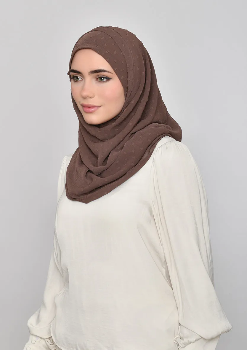 Chocolate-Plain Mosaic Butti Chiffon