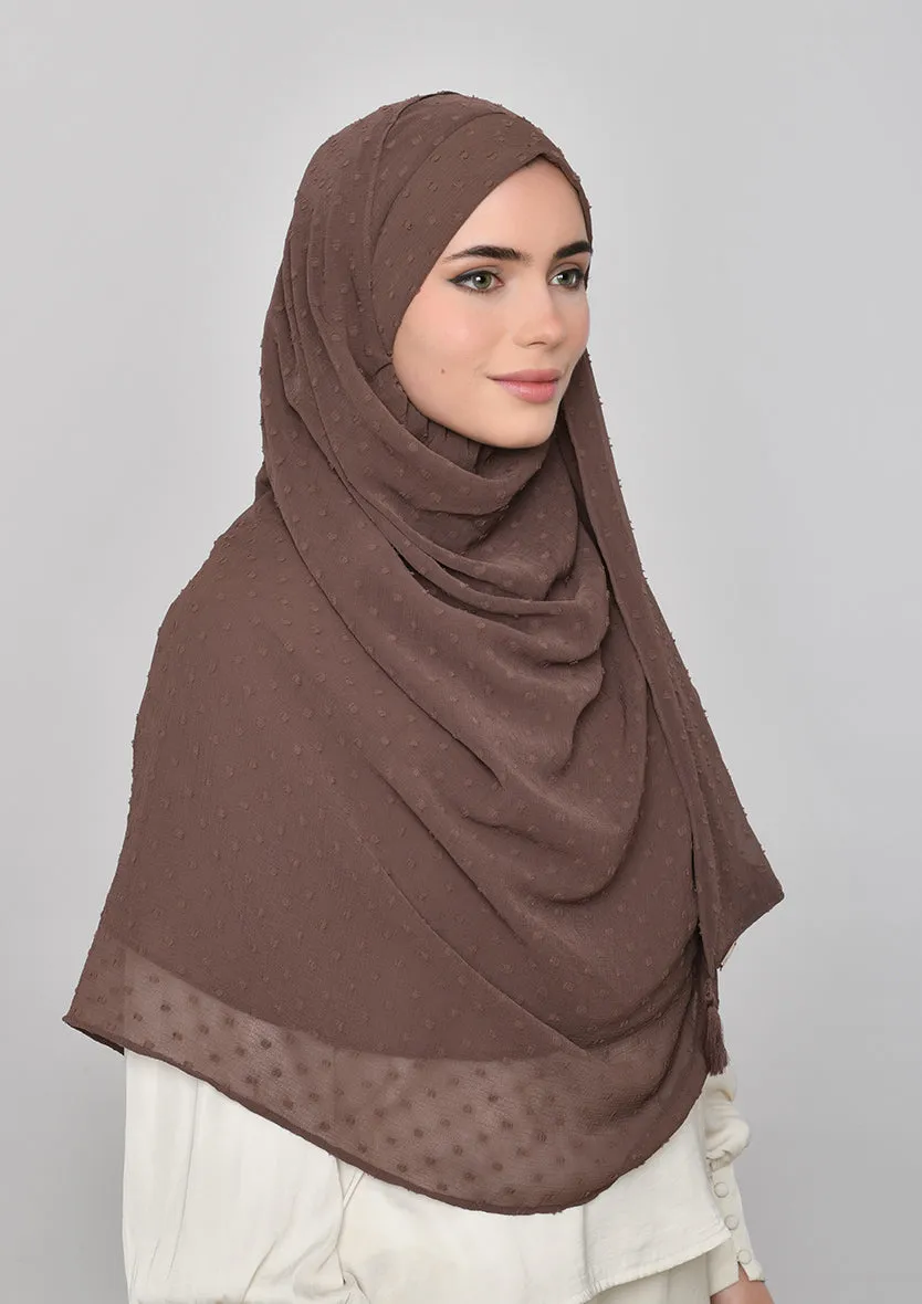 Chocolate-Plain Mosaic Butti Chiffon