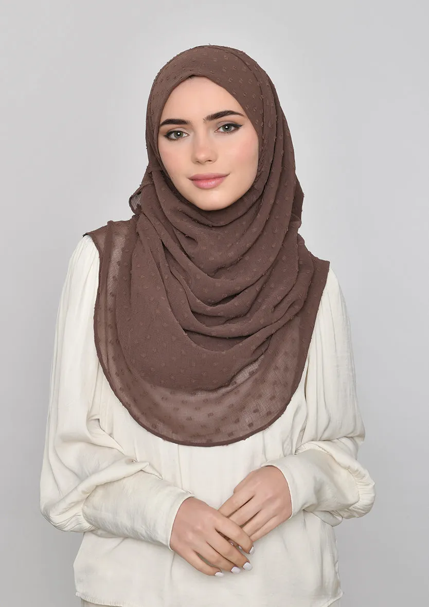 Chocolate-Plain Mosaic Butti Chiffon