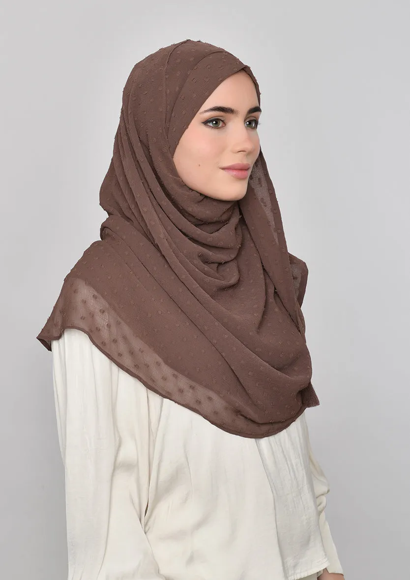 Chocolate-Plain Mosaic Butti Chiffon
