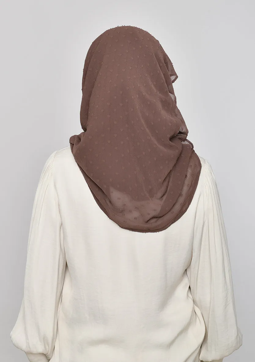 Chocolate-Plain Mosaic Butti Chiffon
