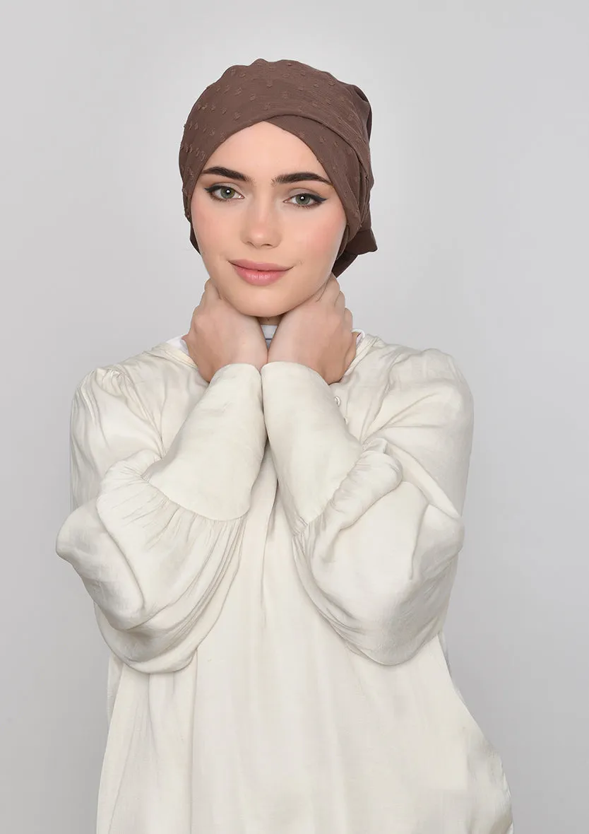 Chocolate-Plain Mosaic Butti Chiffon