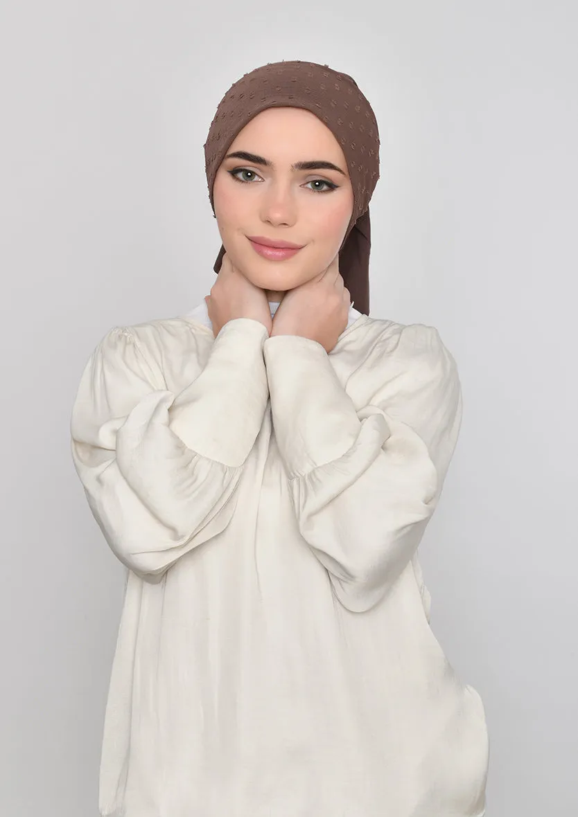Chocolate-Plain Mosaic Butti Chiffon