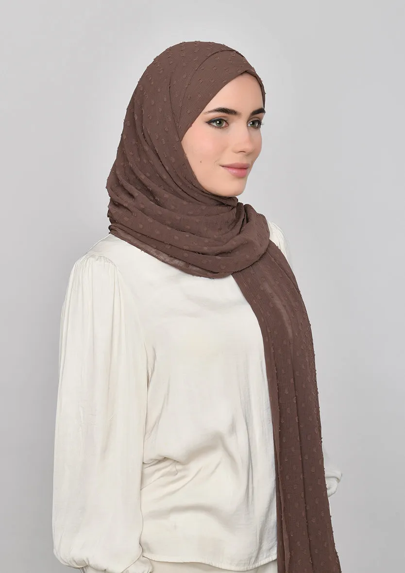 Chocolate-Plain Mosaic Butti Chiffon